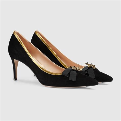 gucci pointed pumps vintage|Gucci suede mid heel pump.